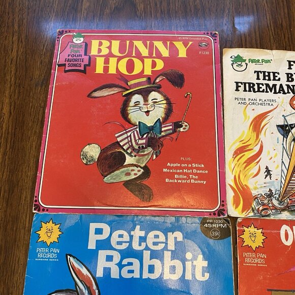 Vintage Children's 7" Records Lot Of 6 Peter Pan Birthday Rabbit Lollipop Firema - Picture 6 of 10